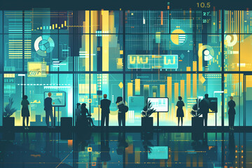 group of people are walking in a city with a lot of screens and signs. Scene is busy and bustling