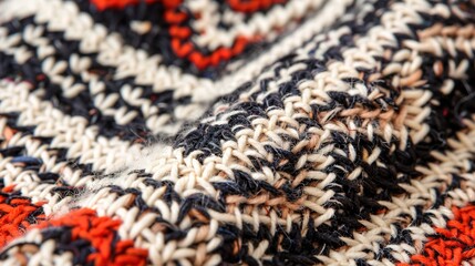 Cozy Close-Up of Intricate Scandinavian Knitwear with Geometric Patterns