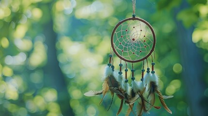 Intricate Native American Dreamcatcher Against Soft-Focus Background