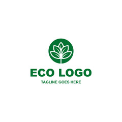 Modern green eco logo isolated on white background