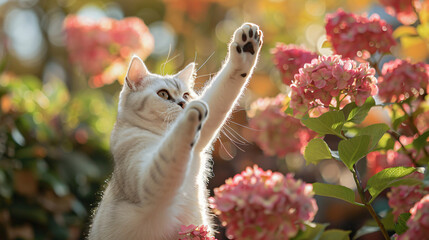 tabby white british shorthair cat in front