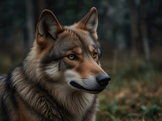 Obraz premium A wild gray wolf, a canine predator with thick fur, stands alert in a winter forest