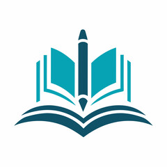 Book with pen education logo vector art illustration design.