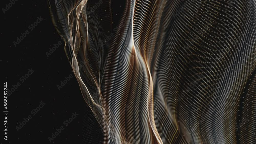 Aufkleber futuristic video animation with particle wave object in slow motion, 4096x2304 loop 4k