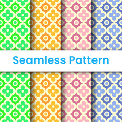 A set of colorful flower patterns with a colors background