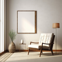 Blank canvas mockup on the wall at living room
