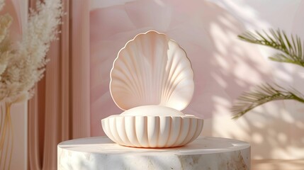 podium for product presentation in the style of an open shell medium