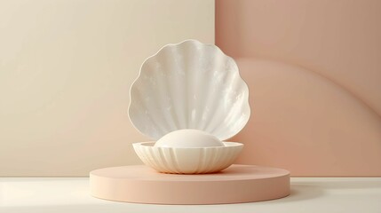 podium for product presentation in the style of an open shell medium