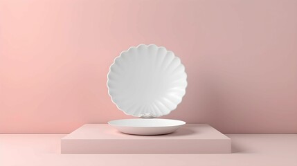 podium for product presentation in the style of an open shell medium