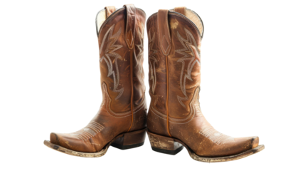 A pair cowboy boots on transparent background