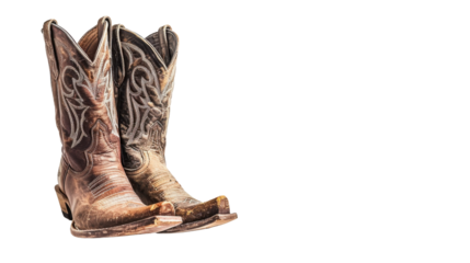 A pair cowboy boots on transparent background
