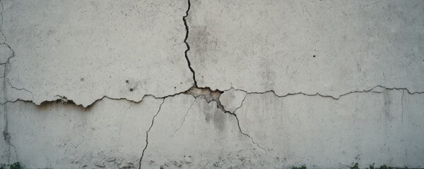 A close up of a cracked concrete wall with several lines
