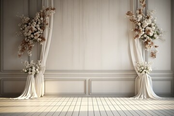 Elegant White Room with Floral Decorations