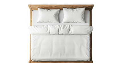 Top view of double bed with headboard on transparent background