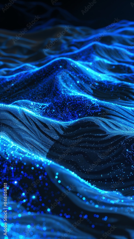 Aufkleber abstract blue waves with sparkling lights, creating a mesmerizing and futuristic background.