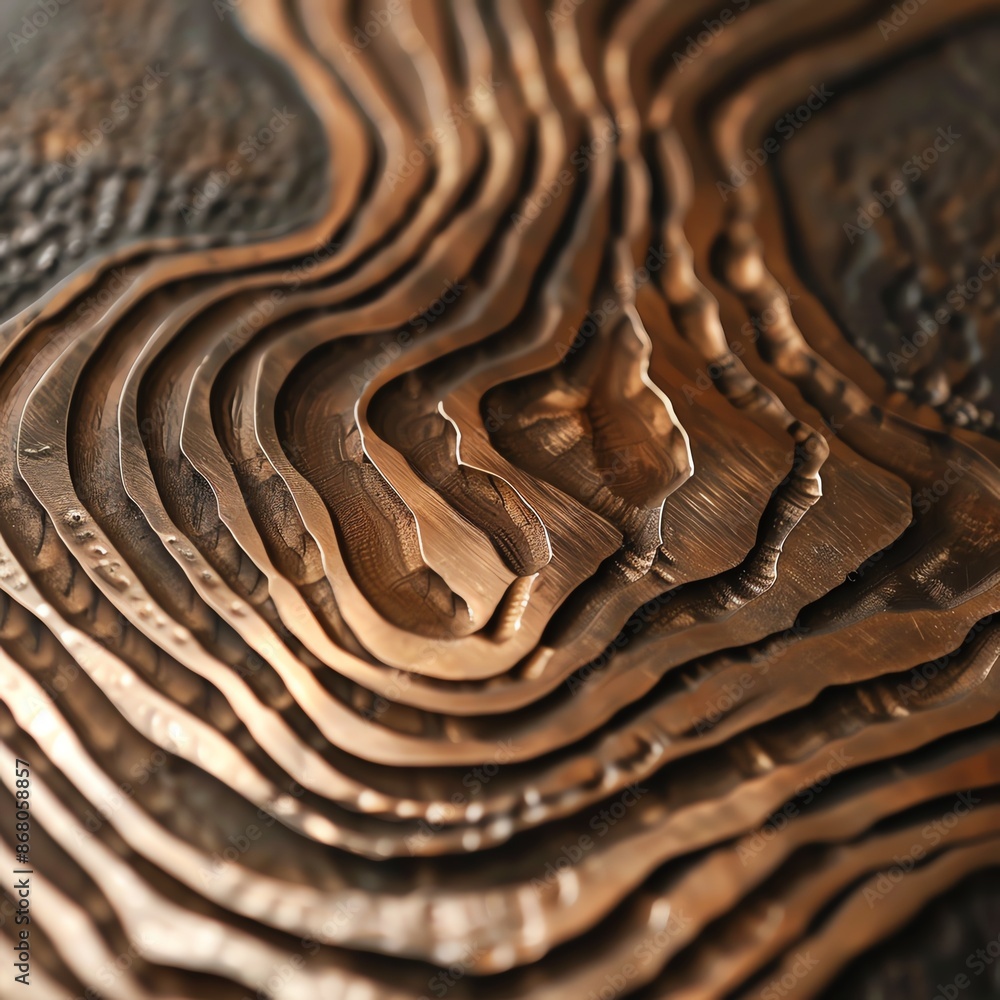 Poster abstract copper texture with deep grooves and intricate patterns.