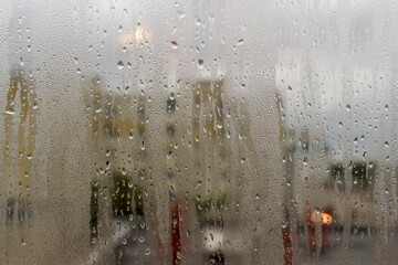 Raindrops on window glass