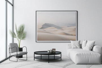 Frame mockup, ISO A paper size. Home Office wall poster mockup. Interior mockup with office background. Modern interior design.