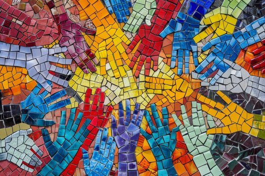 Mosaic of Interlocking Hands