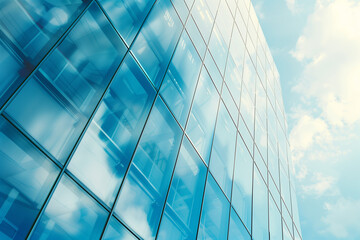 Fototapeta premium Glass-Walled Office Building Facade Background