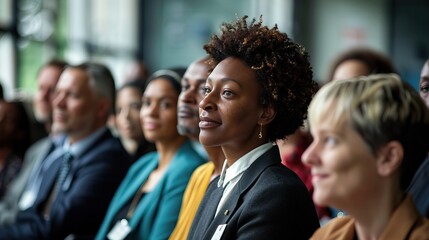 Obraz premium Diverse group of people smiling and applauding in a business meeting setting