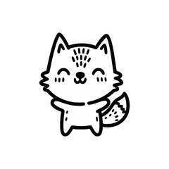 wolf doodle hand draw cute simple vector illustration template design