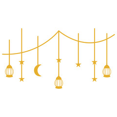 Ramadan Islamic Kareem Lantern Decoration. Isolated on White Background. Flat Vector Illustration.