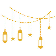 Ramadan Islamic Kareem Lantern Decoration. Isolated on White Background. Flat Vector Illustration.