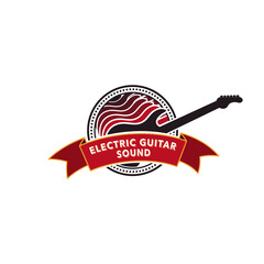 Electric guitar sound. Illustration of a logo design for an electric guitar on a white background