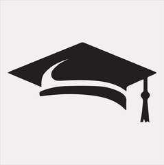 minimalist degree logo with convocation cap in black.Silhouette vector