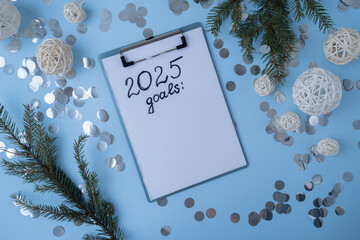 2025 GOALS Handwritten promises and aims. Preparation for new year new life new me. Visualizing...