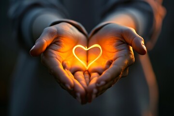 Fototapeta premium Heart of Light in Open Hands