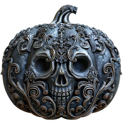 Detailed Gothic Pumpkin Illustration on Transparent Background