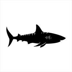 Bull shark vector silhouette isolated on white background. Bull shark icon illustration design.