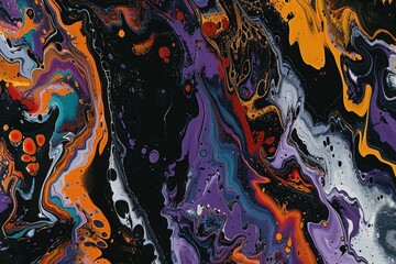 Vibrant Abstract Acrylic Ink Painting with Bold Color Swirls