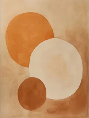 Papier peint photo Style Japandi Abstract Minimalistic Watercolor Smoke Liquid Paint Geometric  Shapes Nordic Scandinavian Bohemian Pattern Art in Muted Pantone Tones Trendy Balanced Soft Calming Serene Zen Gradient Design  © Merilno