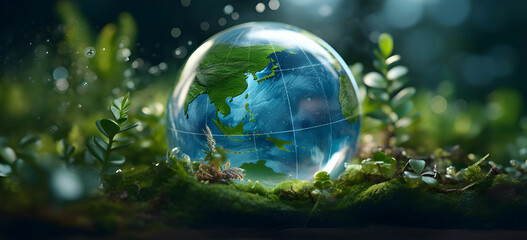 Picture a globe submerged in vibrant life giving water