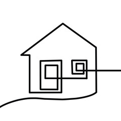 continuous line drawing of home