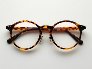 A pair of tortoise glasses with clear lenses.