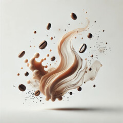 Coffee and coffee bean splashes