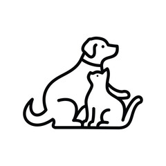 outline dog cat logo design icon vector template illustration