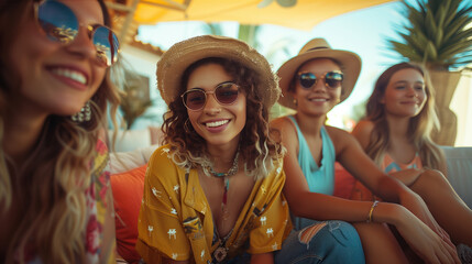 Gen Z Squad Goals: Young friends hanging out together on a sunny day, having fun and enjoying summer