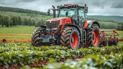 Fototapeta premium Modern Agricultural Equipment Website Template in Orange, Green & White, Ideal for Farming Businesses