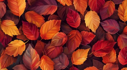 Autumn Leaves in a Vibrant Display of Red, Orange, and Yellow Hues