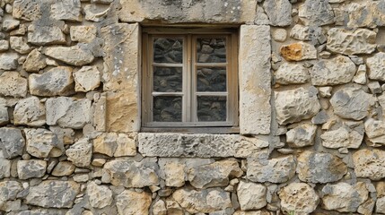 A wall adorned with stoned window