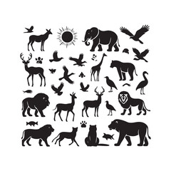 Set of animals silhouette vector illustration 
