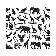 Set of animals silhouette vector illustration 