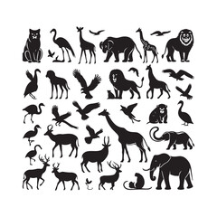 Set of animals silhouette vector illustration 