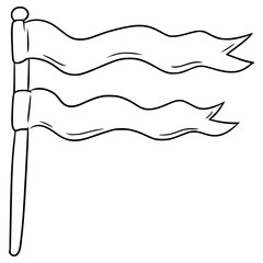 double waving flag illustration hand drawn outline vector