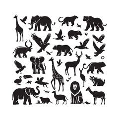 Set of animals silhouette vector illustration 